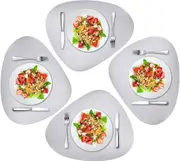 Cozy Life Modern Placemats Set of 4/6/8, Round Leather Placemats for Kitchen Dining Table, Heat Resist Easy to Clean Oval placemats(Grey)