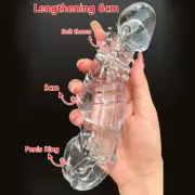 Male Reusable Condoms Penis Sheath Extender Penis Sleeve Girth-Enlarger Enhancer