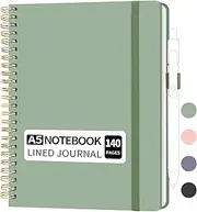 YOXMJDB Lined Spiral Notebook, Small A5 College Ruled Notebook with Pen Holder, 140 Pages Hardcover Notebook Journal for Women, To Do List Notebook for Work, Bible, and Meeting (A5, Green, No Pen)