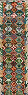 Traditional Reversible Kilim 16' Runner Rugs Handwoven Wool for Hallway 3x16 ft