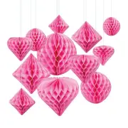 Classic Pink Hanging Paper Honeycomb Decoration Assortment