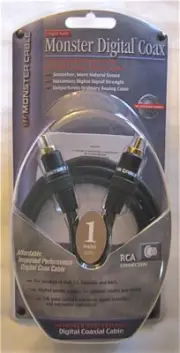 Monster Cable Digital Coax 1m/3.3ft Audio SDC-1m Coaxial INTERCONNECT