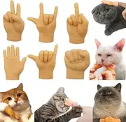 6PCS Tiny Hands for Cats, Funny Little Hands for Cats, Rubber Finger Puppets for Cat Paws, Little Hands for Fingers, Stretchable Mini Hands for Cats, Cat Interactive Toy