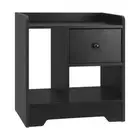 NNEED Bedside Table with Drawer & Storage Space Black