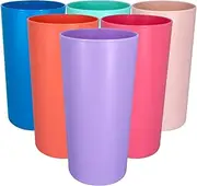 Yalin 26 Ounce Plastic Tumblers/Large Drinking Glasses/Party Cups/Iced Tea Glasses,Unbreakable, Dishwasher Safe, BPA Free,Set of 6 in 6 Assorted Colors