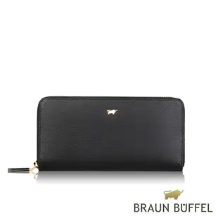 【BRAUN BUFFEL 德國小金牛】台灣總代理 城市 10卡拉鍊長夾-黑色/BF696-602-BK