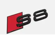 For Audi S8 A8 Rear Emblem Boot Trunk Back Badge Sticker Gloss Black Red (for: Audi)