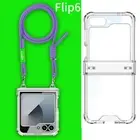 For Samsung Galaxy Z Flip6 Flip5 Flip4 Clear Hinge Case with Shoulder Strap
