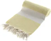 Peshtemal Beach Towel (100x180 cm) Boho Spa Towels - Premium Terry Cotton - Highly Absorbent Turkish Towels for Bathroom, Shower, Hamam (Yellow, Color: 13)