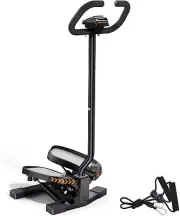 Twist Mini Stepper with Resistance Bands & LED Monitor for Total Body Workouts