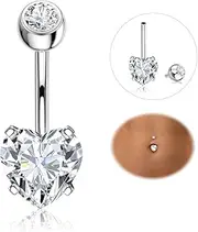 [YADOCA] 14G Belly Button Piercing Titanium Silver Gold Piercing Belly Button Long CZ Belly Button Piercing Ring Body Piercing Jewellery