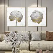 Gold And White Blossom On White 2 sets Canvas