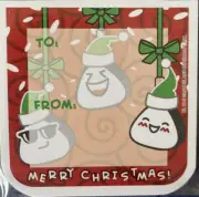 Hawaiian Christmas Adhesive Present Label - 50 Count - Happy Musubi