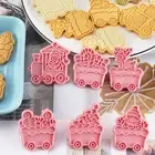 DIY Plunger Plastic Christmas Train Baking Mould Biscuit Mold 3D Cookie Cutter
