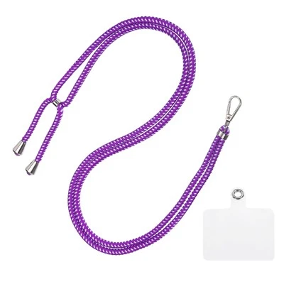 Phone Lanyard Adjustable Lanyard with Transparent Patch Purple White