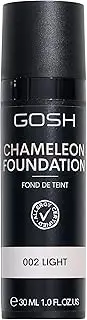 GOSH Chameleon Foundation 30 ml, Vegan, Liquid, Moisturising Makeup for a Natural Makeup Look, Cover Dark Circles and Impurities, Also Suitable for Allergy Sufferers, 002 Light