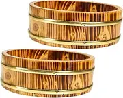 DINHEAROM Traditional Wooden Sushi Rice Mixing Tub Japanese Sushi Oke Rice Storage Bucket for Home Camping