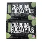 Shugar Soapworks Charcoal Eucalyptus Soap Lot of 2 Plant Based Vegan SulfateFree