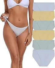 [ANLIQI] Women's Modal String Bikini Panties Silky Stretchy Sexy Underwear High Cut Hipster Panties for Women Multi Pack