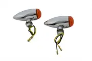 Mini LED Bullet Amber Lens Marker Lamp Set fits Harley Davidson