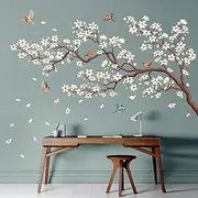 DECOWALL SG4-2317 Oriental Flower Tree Wall Stickers Decals Kids Bedroom Cherry Blossom Birds Branch décor Decoration Floral Home Living Removable Nursery Mural DIY Peel and Stick