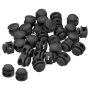 Cord Locks, 100 Pack Round Spring Toggle Stopper, Black