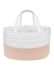 [LIVING TEXTILES] Cotton Rope Nappy Caddy in Blush/White