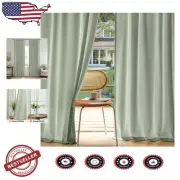Sage Green Privacy Linen Curtains - 72'' Light Filtering Drapes, 2 Panels