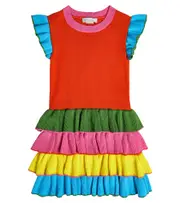 [Stella McCartney Kids] Stella McCartney Kids Ruffled cotton dress Y 4 multicoloured
