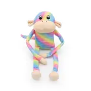 Zippy Paws Spencer the Crinkle Monkey Long Leg Plush Dog Toy - Large Rainbow