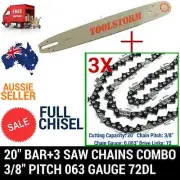 20" BAR+3 FULL CHISEL CHAINS FOR STIHL CHAINSAW MS500i MS 500i