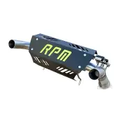 RPM Green E-Valve Muffler Dual Tip Exhaust for Polaris RZR XP TURBO S