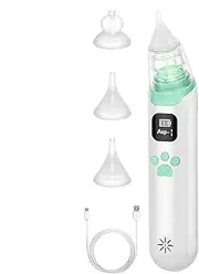 Electric Nasal Aspirator For Toddler - Electric Nasal Aspirator For Kids With 3 Silicone Nozzles - Soothing Music Anti-Backflow Negative Pressure Snot Cleaner