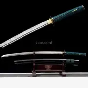 Folded Steel Japanese Samurai SHINOGI ZUKURI Katana Sword Sharp Full Tang Black.