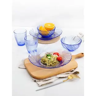 duralex多萊斯法國進口鋼化玻璃家用現代簡約碗盤杯雙人6件套餐具