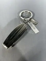 NWT Coach Nickel Silver Skateboard W/ Rolling Wheels Keychain Keyring Fob New