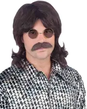 Mullet Costume Wig Moustache Glasses