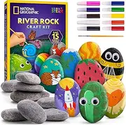 National Geographic Rock Painting Set – Arts & Crafts for Kids, Decorate 15 Rocks with 10 Paint Colors, Includes Art Supplies, Creative Activity Kit