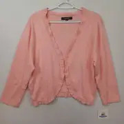 NWT Ellen Tracy New York Open Front Cropped Cardigan Sweater Peach Blossom XL
