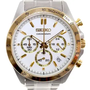 SEIKO 精工 SPIRIT系列 SBTR024 金框 熊貓款 計時 三眼 日本機芯 石英 日期顯示 腕錶