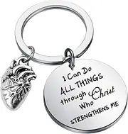 [LQRI] Anatomy Keychain Cardiologist Gift I Can Do All Things Through Christ Who Strengthens Me CHD Awareness Heart Disease Awareness Jewelry Dotor Nurse Cardiology Gifts