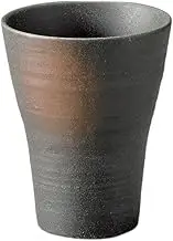 Black IGA Fuki Shochu Cup (Large) [3.9 x 3.9 x 4.8 inches (10 x 10 x 12.2 cm), 13.5 fl oz (400 cc)] | Free Cup |