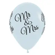 Mr and Mrs Wedding Balloons x6 White Decorations Helium Arch Centrepieces Set