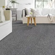 LITA Carpet Tiles Reusable 24" x 24" Squares Indoor/Outdoor 0.25" Pile Height Loop Pile, Non Slip Easy DIY Installation Peel and Stick Carpet Tile, Gray Blue, (18 Tiles) (72 sqft/Box)