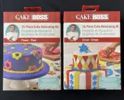 2 Cake Boss Cake Decorating Kits Gift Cutters Icing Bags Tips Shapes Flowers NEW