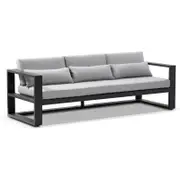 Santorini 3+1+1 Aluminium Lounge Setting with Coffee Table Charcoal - Olefin Light Grey