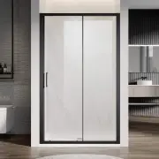 8mm Frame Sliding Shower Door Black, 1600mm