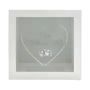Square White Wood Love Heart & Rings Wedding Wishing Well Box