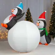 Inflatable Flashing Penguins Playing Snowball – 2.1m Wide