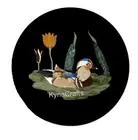 Round Black Marble Coffee Table Top Nature Pattern Inlay Work Office Side Table